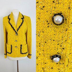 St John Collection Boucle Knit Pearl Button Jacket